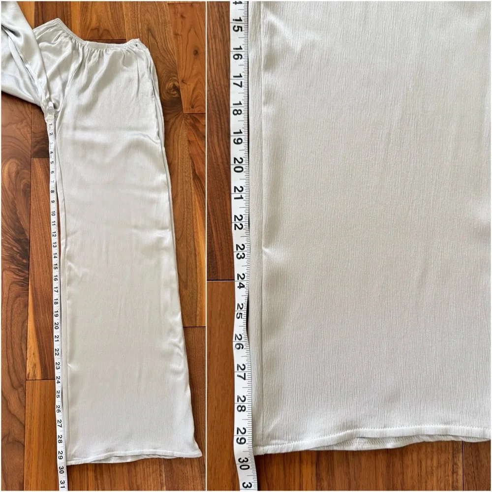 Zara SATIN EFFECT STRAIGHT LEG PANTS SILVER  size XS - Picture 10 of 17